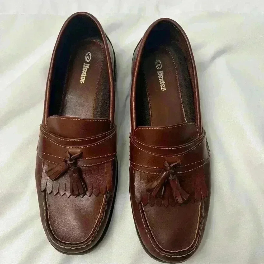 Dexter- Men’s Tassel Loafers-Leather- Brown- 11 - Picture 4 of 9
